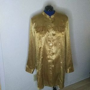 Shimmering gold long sleeve blouse.